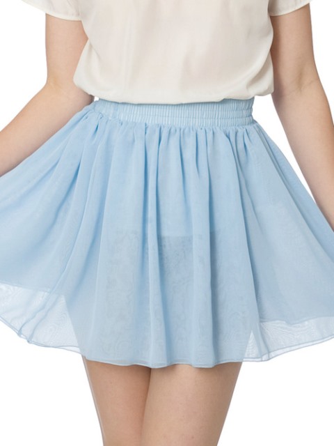 mavi şifon etek modeli