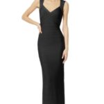 siyah uzun bandaj elbise modeli