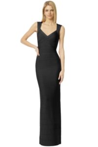 siyah uzun bandaj elbise modeli