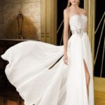 beyaz uzun abiye elbise modeli