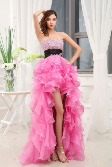 arkası uzun önü kısa abiye elbise - fırfırlı abiye elbise