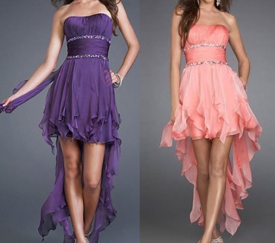 arkası uzun önü kısa abiye elbise - lila renk abiye elbise modeli