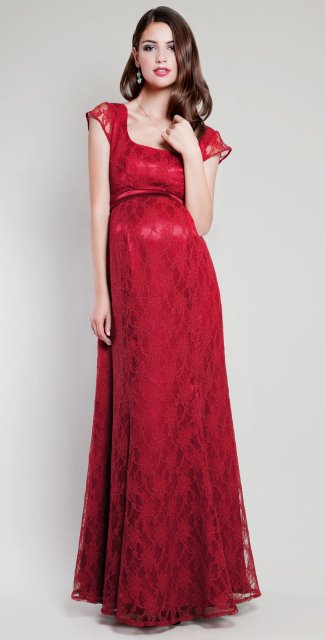 kırmızı abiye hamile elbise modeli