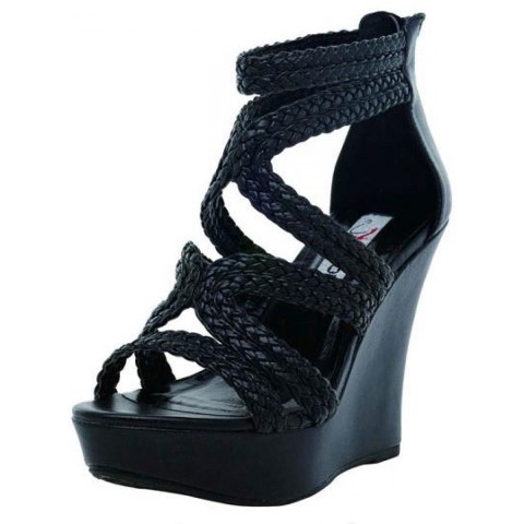 siyah bantlı dolgu topuk ayakkabı modeli