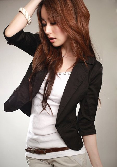 siyah kısa bayan ceket modeli