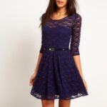 belden kemerli dantel elbise