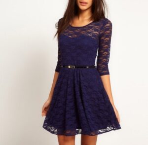 belden kemerli dantel elbise