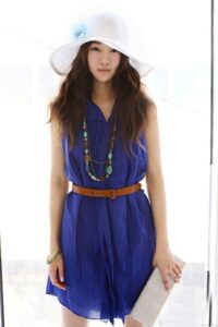 belden kemerli şifon elbise