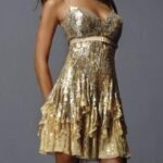 altın rengi abiye elbise modeli - genç gece elbisesi