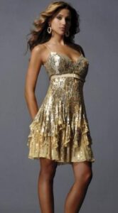 altın rengi abiye elbise modeli - genç gece elbisesi