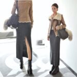 arkadan yırtmaçlı uzun etek