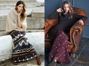 bohem tarzı uzun etekler