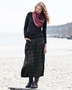 ekoseli uzun etek modeli