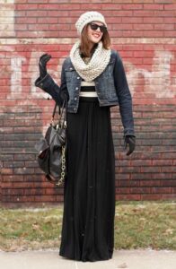 siyah kışlık uzun etek modeli