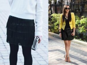 püsküllü siyah etek