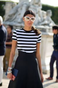 Siyah beyaz çizgili bluz kombinleri