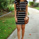 Siyah beyaz çizgili elbise