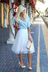 beyaz kabarık olmayan tül etek modeli