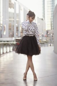 siyah kabarık tül etek modeli