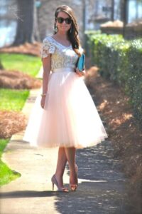 tül etek ile vintage bluz