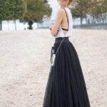 uzun siyah tül etek modeli