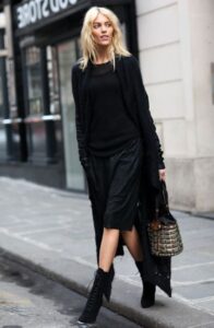 siyah uzun hırka modeli