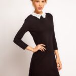siyah uzun kollu kısa elbise modeli