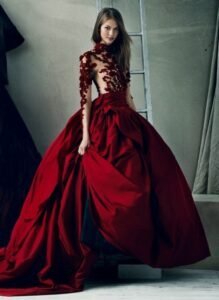 kırmızı abiye elbise modeli