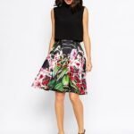 çiçek desenli kabarık etek modeli