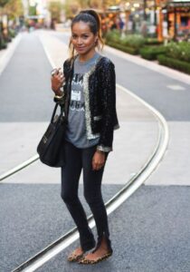 payetli ceket kombini