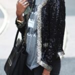 siyah payetli ceket modeli