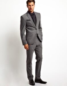 gri slim fit takım elbise modeli