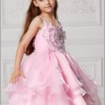 kız çocuk pembe abiye elbise modeli