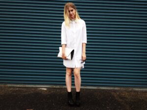 beyaz gömlek elbise kombinleri