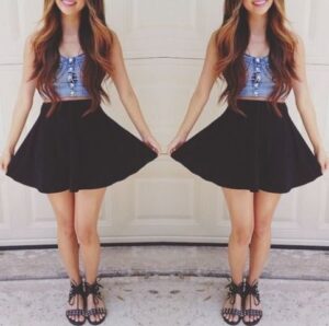 siyah yüksek bel etek modeli