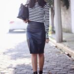 yüksek bel deri etek modeli