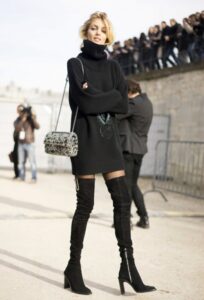 siyah kazak elbise kombini