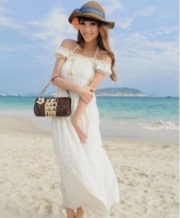 beyaz plaj elbisesi modeli