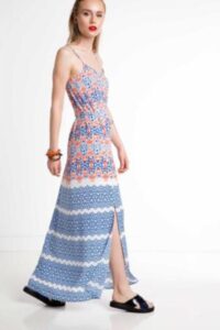 askılı uzun elbise modeli