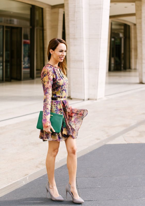 çiçekli elbise kombinleri