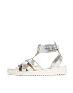 gümüş rengi kalın taban sandalet modeli