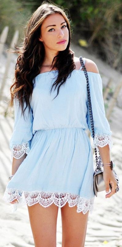 omuz dekolteli kısa elbise modeli