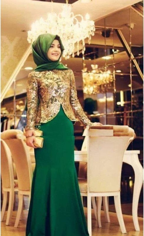 abiye tesettür elbise modeli - Ala tesettür
