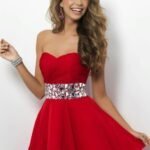 kısa kırmızı abiye elbise modeli