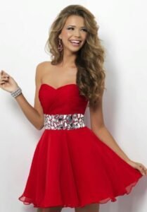 kısa kırmızı abiye elbise modeli