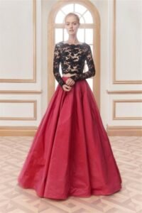 iki parça dantel abiye elbise modeli