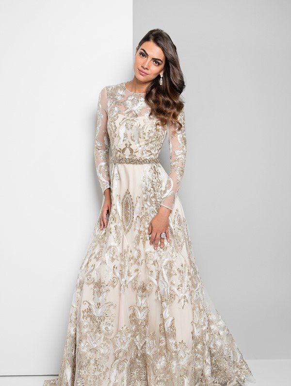 kollu abiye elbise modeli