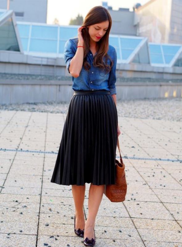 midi boy pileli etek modeli