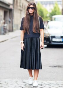 uzun pileli etek modeli