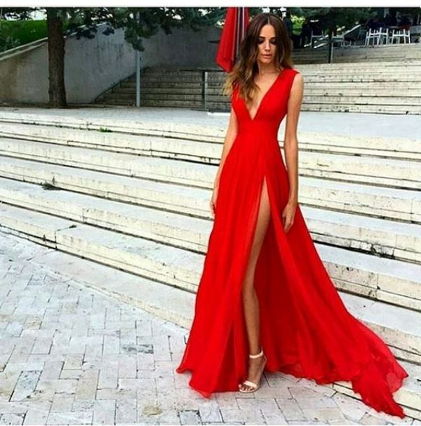 kırmızı abiye elbise modeli